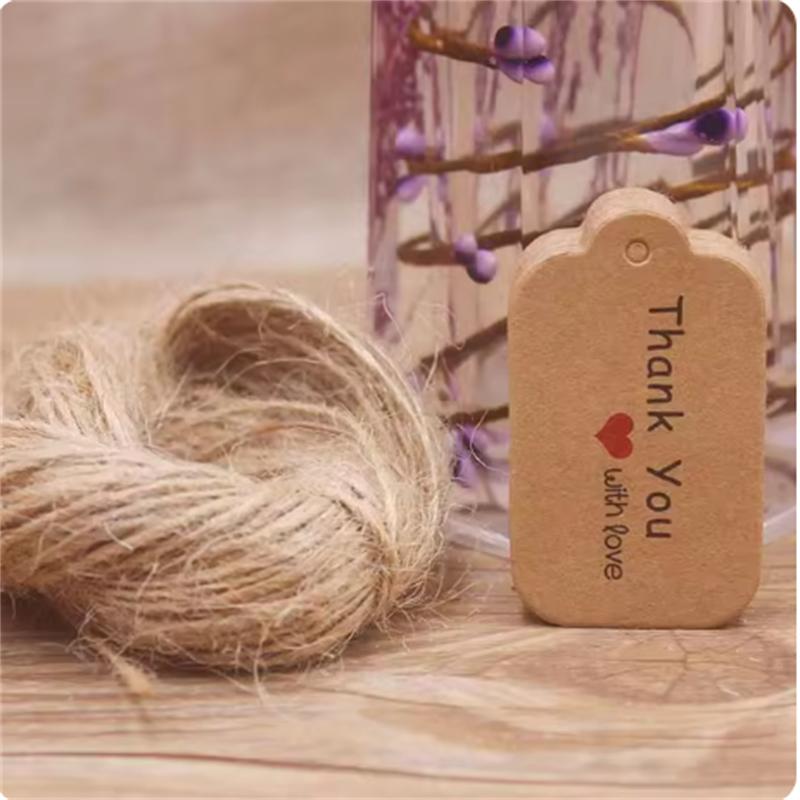100PCS 20 meter rope cowhide gift label, thank you paper gift, New Year's Halloween label, party decoration