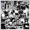 50 Pieces of Black and White Handwriting Doodle Stickers, Water Cups, Luggage, Waterproof Decorative Stickers, Creative DIY Stationery Stickers