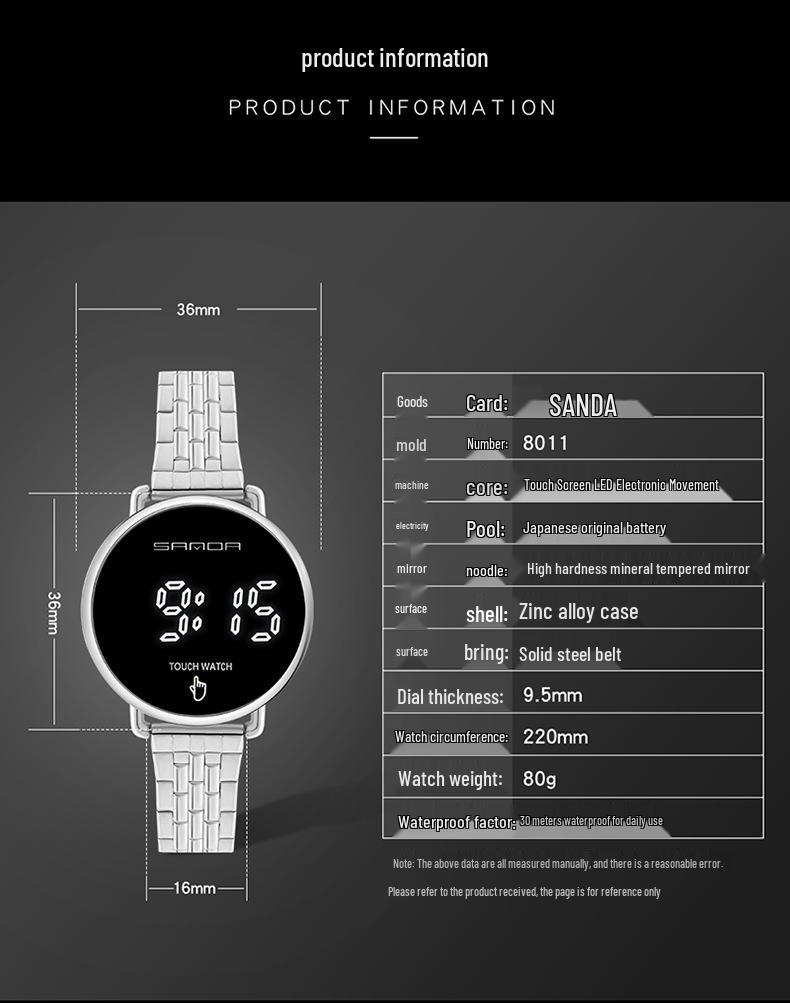 Sanda Men's Stylish Single-Touch Mesh Band Electronic Watch