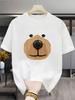 Cute Bear Face Graphic Tee T Shirt Unisex Unisex Simple Cartoon Animal Print Short Sleeve Soft Cotton Daily Casual Tops