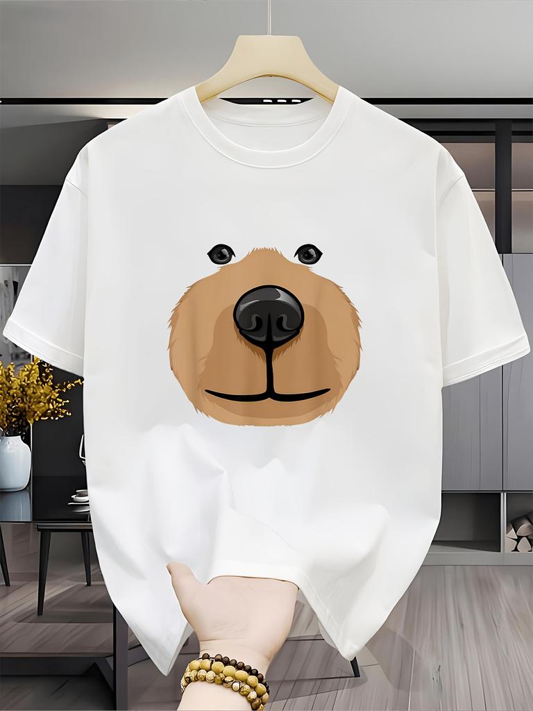 Cute Bear Face Graphic Tee T Shirt Unisex Unisex Simple Cartoon Animal Print Short Sleeve Soft Cotton Daily Casual Tops