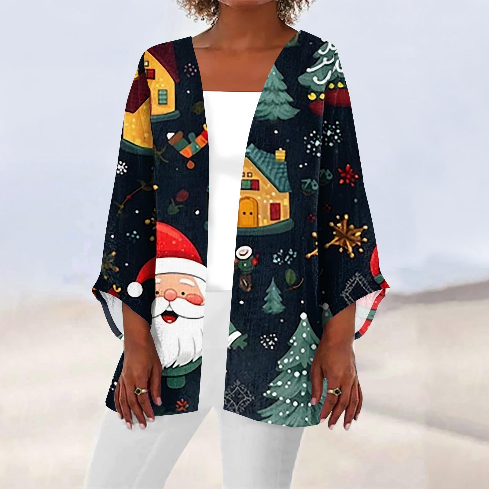 

Женская повседневная модная легкая куртка средней длины с принтом Caot в стиле ретро, ​​кардиган L чёрный