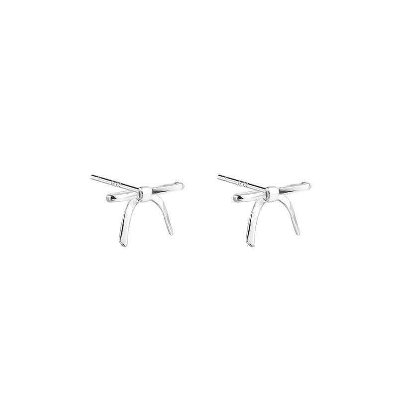 999 Sterling Silver Bow Stud and Clip-on Earrings for Women, Sweet and Elegant Ear Care Accessory.