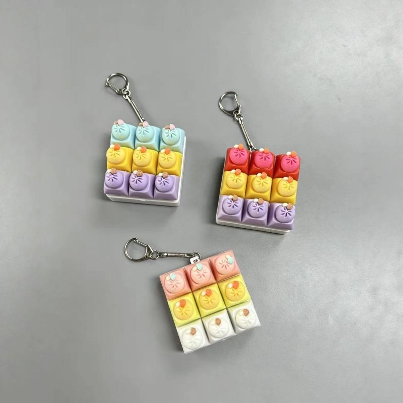 9 Keys Keyboard Fidget Keychain Keyboard Clicker Mechanical Keyboard Keyring Stress Relief Toys Gift For Girlfriend