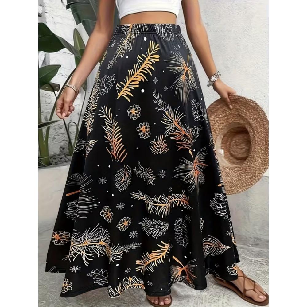 2026 Spring/Summer Women's Half Length Skirt Printed Elegant Elastic Waist, Different Country Fake Wind Beach Skirt Women's Wear