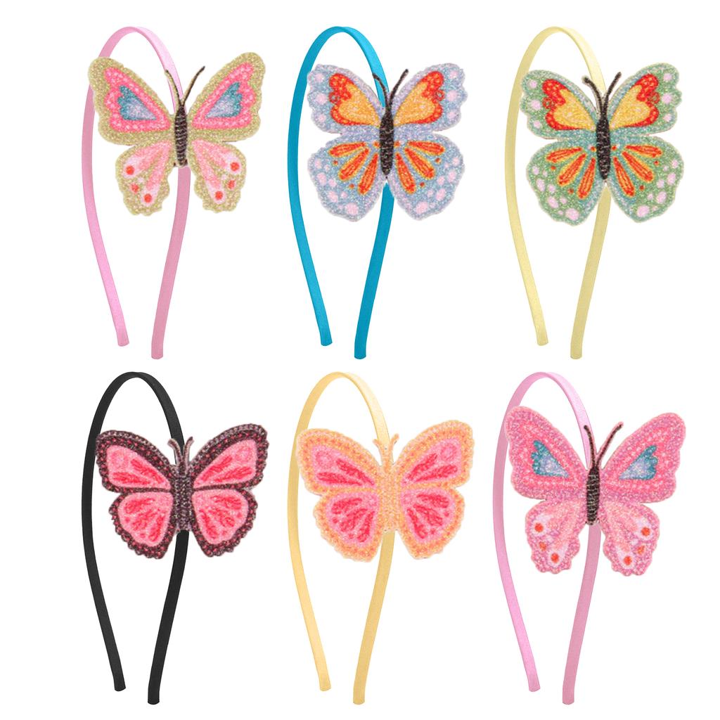 6pcs  Glitter Butterfly Headbands for Girls Teens Toddlers Kids Child Hairbands Party Hair Accessories