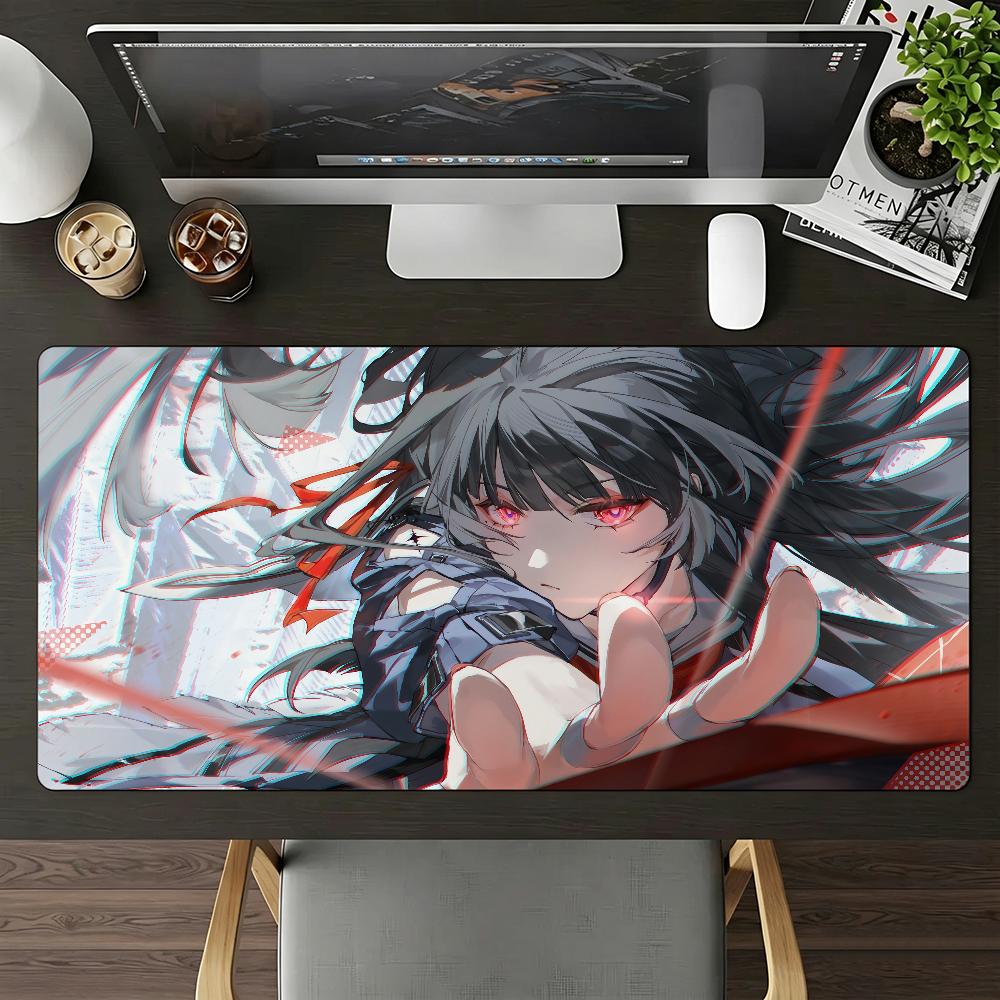Anime Chisa Mauspads Gaming Schreibtischmatte Rutschfeste Laptop Tastaturablage Büro PC Wuthering Waves Erweiterter Teppich Schwarz 800x300x2mm gray