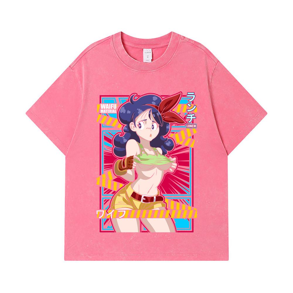 T-shirt Lavate 275 GSM 100% Cotone Dragon Ball V44 Stampa Waifu Pranzo Unisex T-shirt in Cotone Pesante