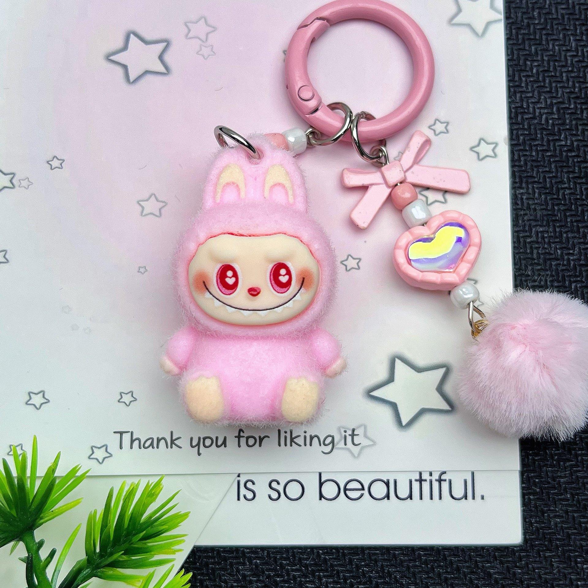 

Flocking Sitting Keychain Single Doll DIY Cute Grain Accessories Soft Glue Cute Grain Baby Walking Bag Mobile Phone Pendant