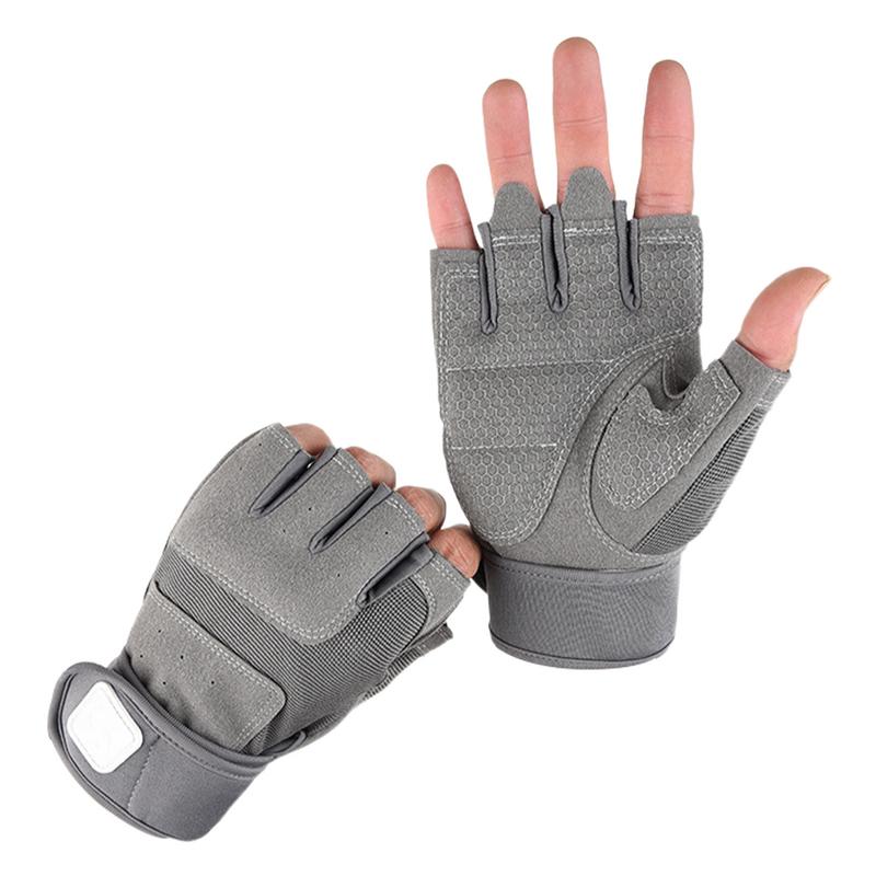 

Fingerless Work Gloves Adjustable Wrist Gym Gloves Anti Slip Reinforced Palm Hand Out Mittens For Hunting Cycling Climbing L чорний