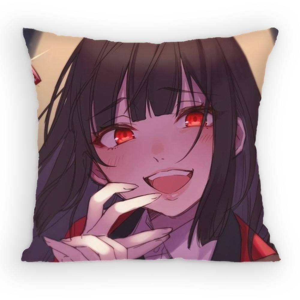 Anime KKakegurui Pillow Case Antidustmite Pillowcase Invisible zipper silky short plush Sofa cushion cover