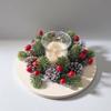 Artificial Pinecone Berry Christmas Candlestick Wreath Decorative Plastic Festive Candle Holder Garland Simulated