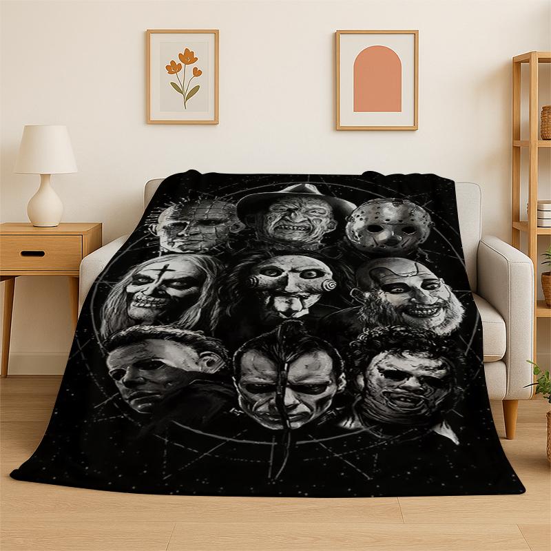 Personaggio Film Horror Chucky S-Scream Cartone Animato Coperta in Flanella Morbida Calda Plaid per Camera da Letto Soggiorno Letto Viaggio Regalo