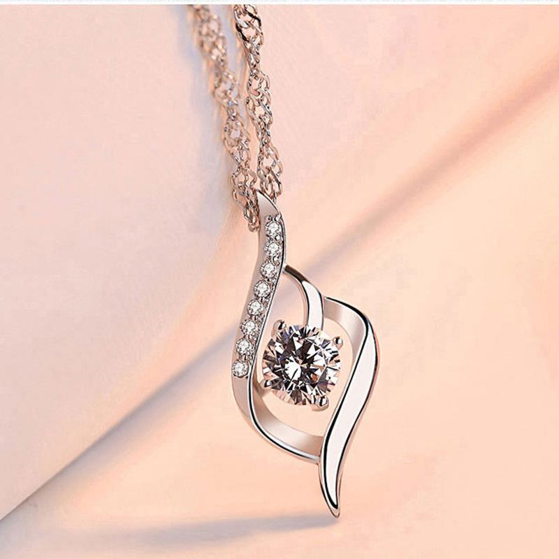 Pendant Necklace Clavicle Chain Pendant Female Japan and Korea Birthday Simple Diamond-set Love Girlfriend Gift Jewelry