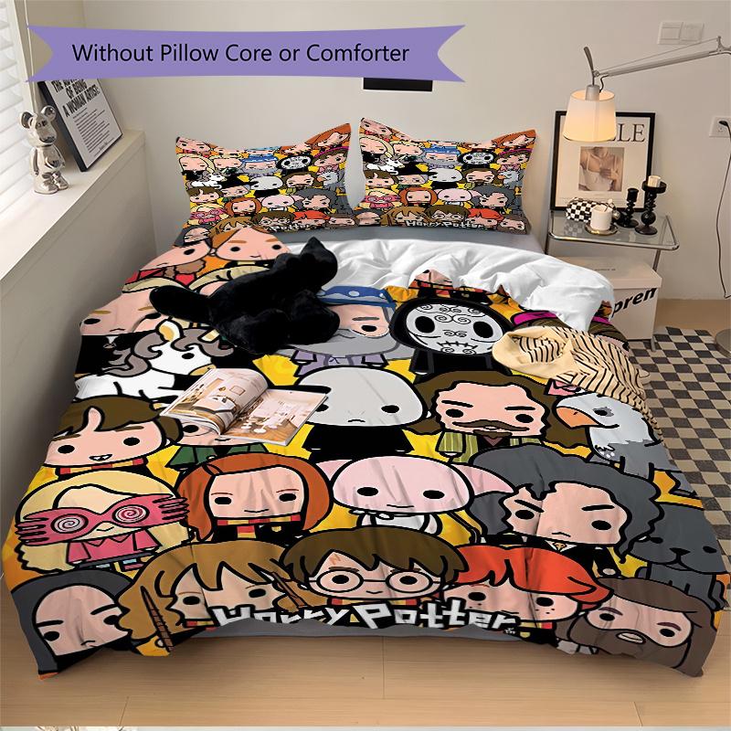 3pcs Harry Potter's Friends and Foes Bedding Set 1 Soft Quilt Cover + 2 Pillowcases, Suitable for All Seasons.H051