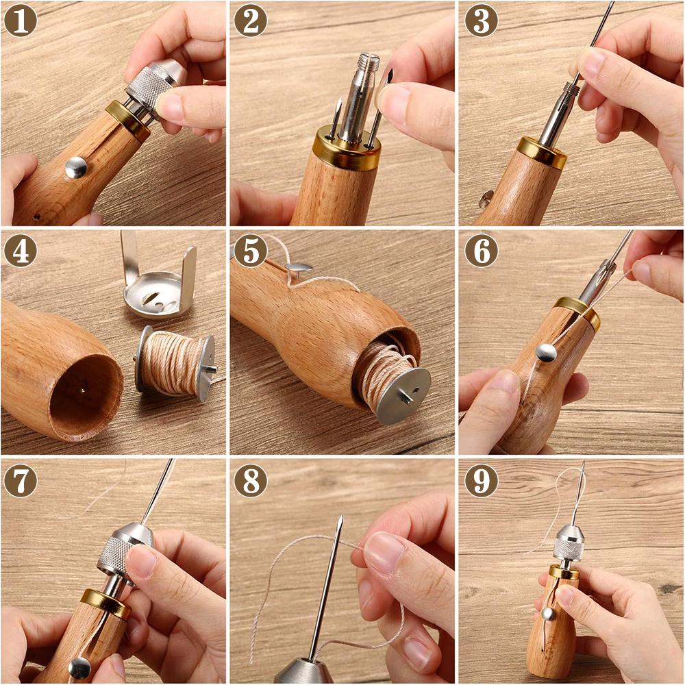 1set Leather Hand Sewing Awl Tool-hand Quilting Tool- DIY Leather Edge Stitching Repairing Tool, Leathercraft Manual Sewing Tool
