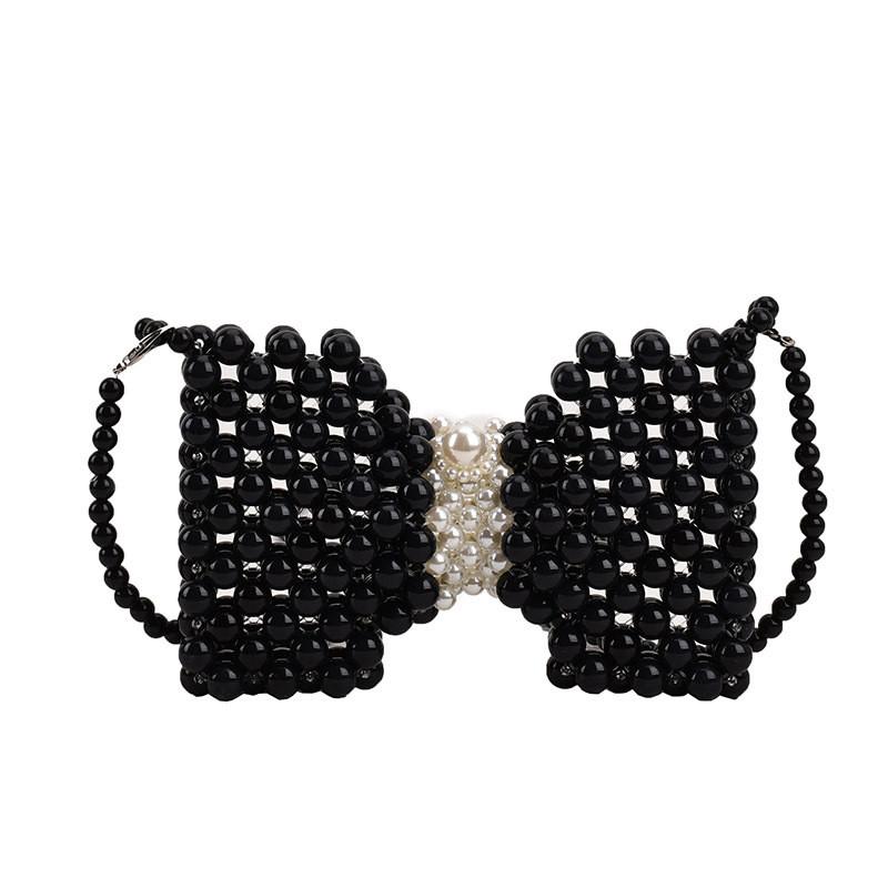 

Chic Mini Black And White Pearl Handbag For Kids With Cute Bow Design And Lightweight Features Black Crossbody
