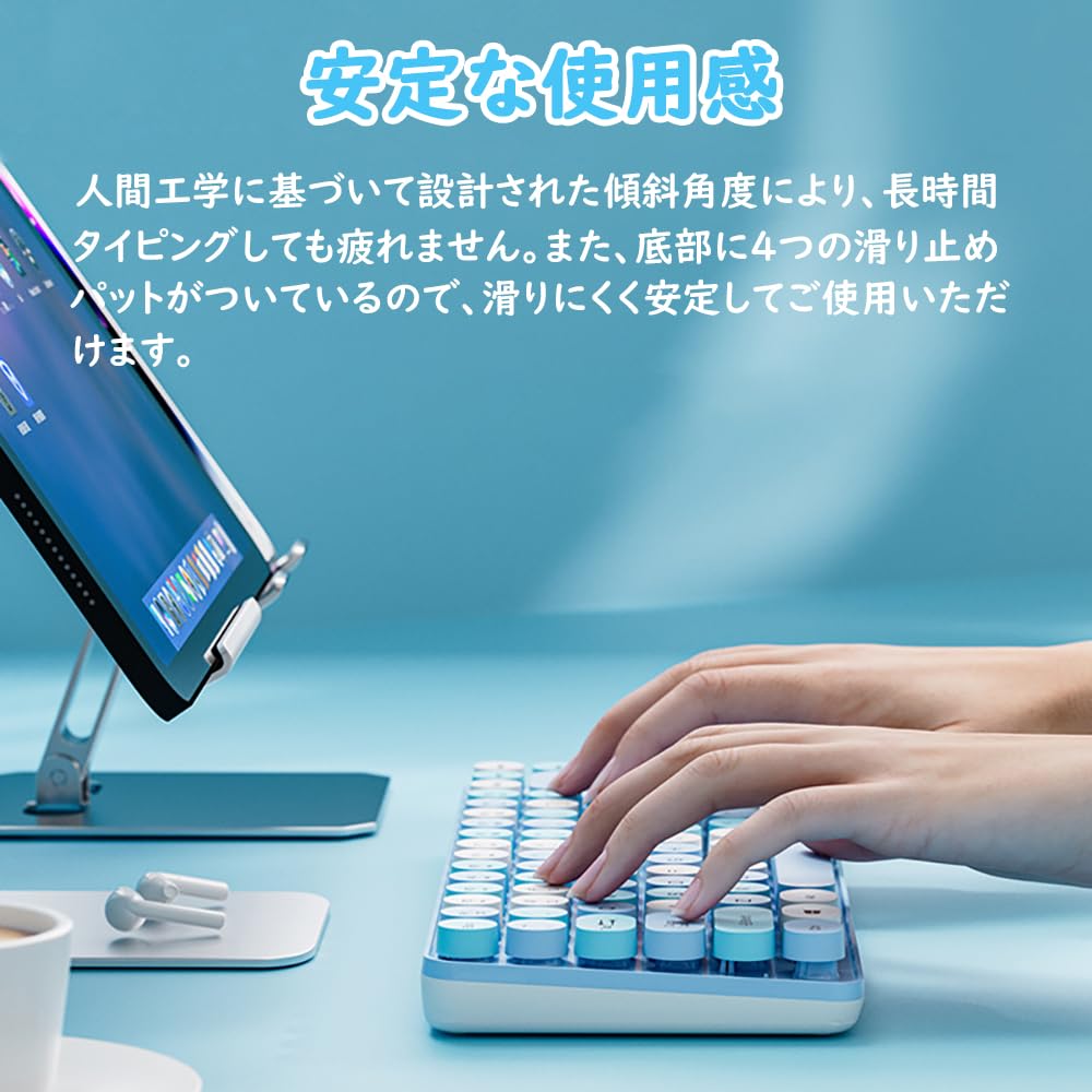 Wireless typewriter wireless English for laptops and PCs keyboard, style, 2.4GHz connection, retro, cute, compact, tenkeyless, layout, Type-C