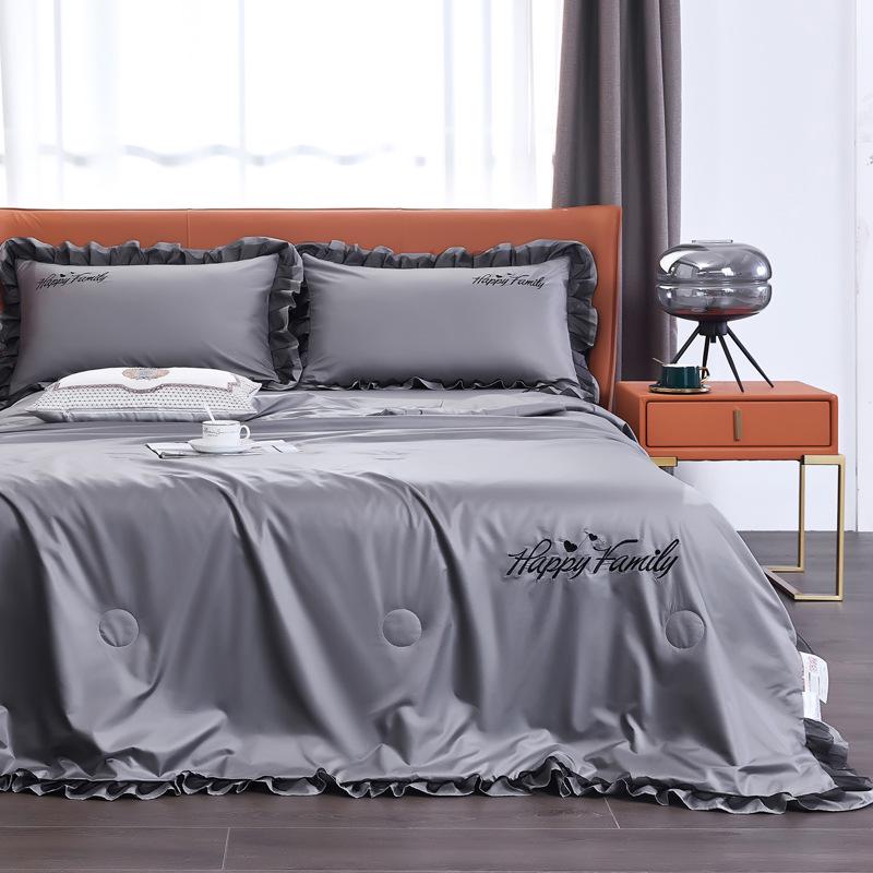 Four-Piece Washable Silk and Tencel Cooling Summer Quilt Set