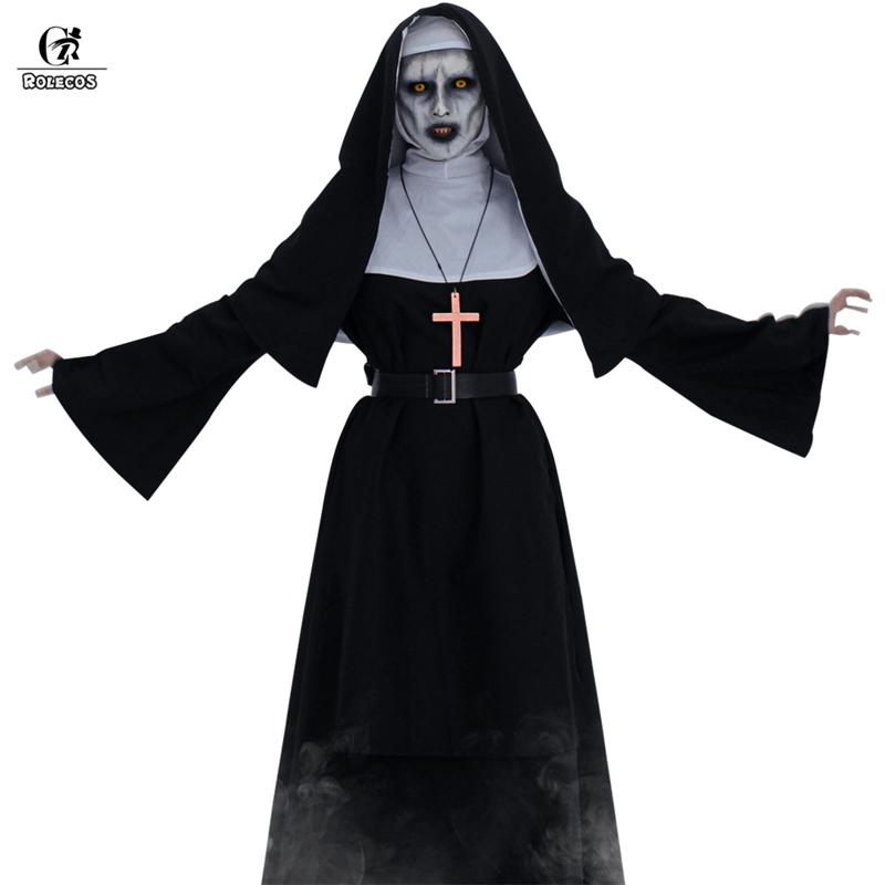 The Nun Cosplay Costume Horror Films Cosplay Cross Ghost Halloween Costume The Conjuring Black Women Halloween Costume