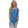 Women's Spring Summer U Neck Pleated Tank Top Solid Color Casual Sleeveless T-Shirt Soft Breathable Daily Wear Basic Top