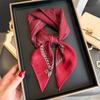 Spring and Summer Versatile Herringbone Pattern Cotton and Linen Small Square Scarf Silk Scarf Imitation Velvet Headscarf Shawl Sun Protection Scarf W