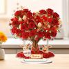 Romantics Heart Rose Flower Tree Sculpture 2D Acrylic Ornament with Base For Home Decors Wedding Anniversary Gift