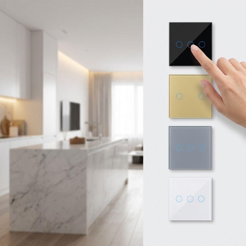 1/2/3 Gang Wall Light Switch Glass Panel Touch Panel Switch Smart Switch  Lighting Control