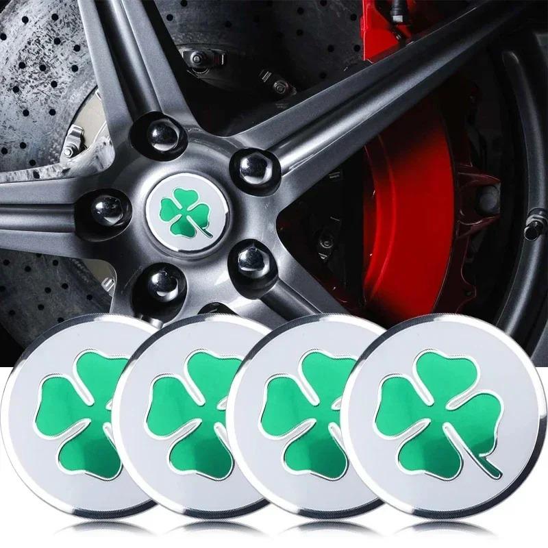 AAKM8 4PCS Universal 56MM Four Leaf Clover Car Wheel Center Hub Caps Emblem For BMW Honda NISSAN SUBARU KIA VW