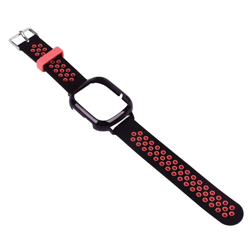 Replacement Watch Band with Case for Honor Watch 4 Silicone PC Multi Holes Adjustable Protective Wristbands Cover Black