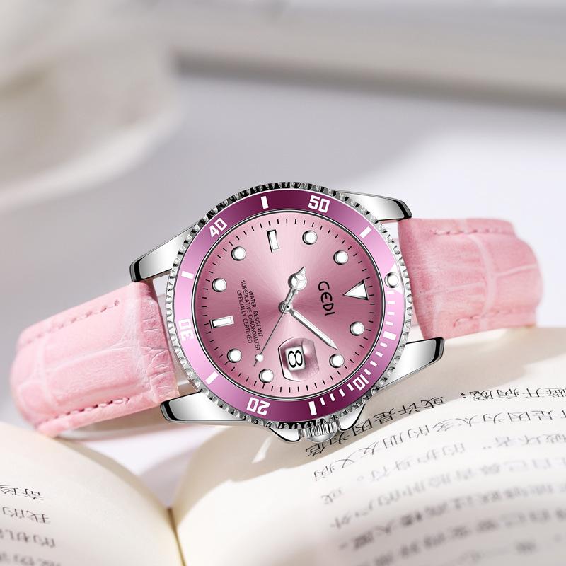 Green Water Ghost Men'S Watch Leather Bamboo Pattern High Value Watch Calendar Luminous Premium Couple Watch