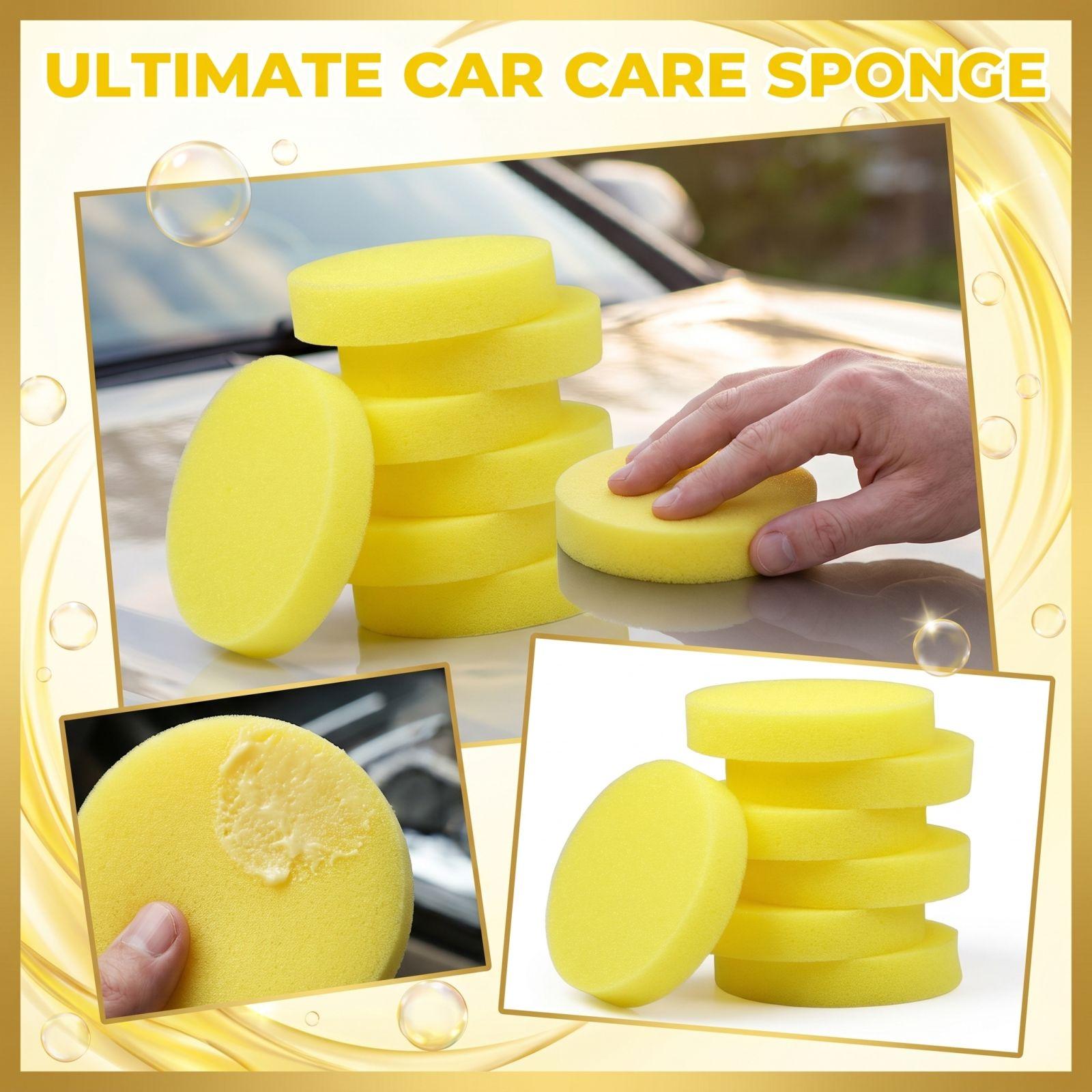 

12pc Round Edge-Free Waxing Sponge Pads Car Care Polishing Cleaning Sponges for Automotive Detailing and Maintenance One Size