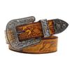 New Rhinestone Carved Retro Individual Men's Belt Ethnic Style Fashionable Women's Top Cowhide Decorative Belt