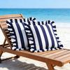 2 Piece Striped Pillow Cover Polyester Outdoor Decorative Throw Pillow Case With Invisible Zippers For Pool Garden