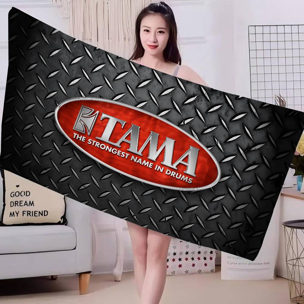 Stylish T-TAMA Drum Beach Towel Colorful Bath Towels for Girl Microfiber Quick Dry Custom Sand Free Beach Yoga Spa Gym Pool