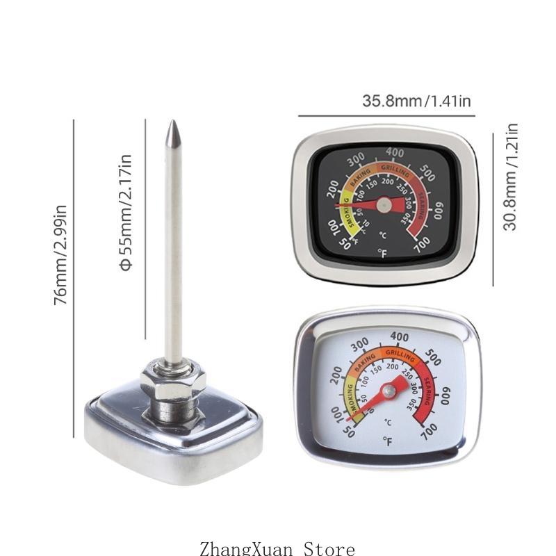 Industrial Grade BBQ Thermometer Gauges Stainless Steel Smoking Temp Gauges 3XUF