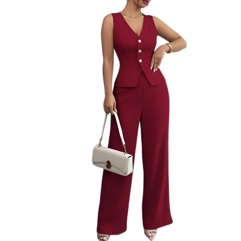 2026 Women's Spring New, Amazon Cross-border Europe and America, Fashion Casual Sleeveless Vest Straight Pants Set