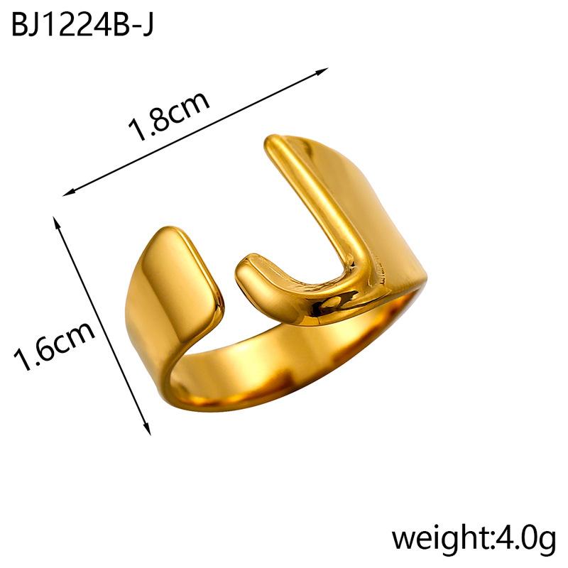 CARLIDANA Designer Initial Letters Alphabet Waterproof Gold Plated Non Tarnish Stainless Steel Fashion Jewelry Rings for Women
