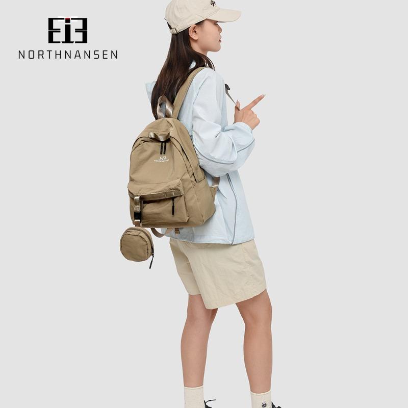 Simple solid color large capacity backpack casual college student schoolbag travel backpack