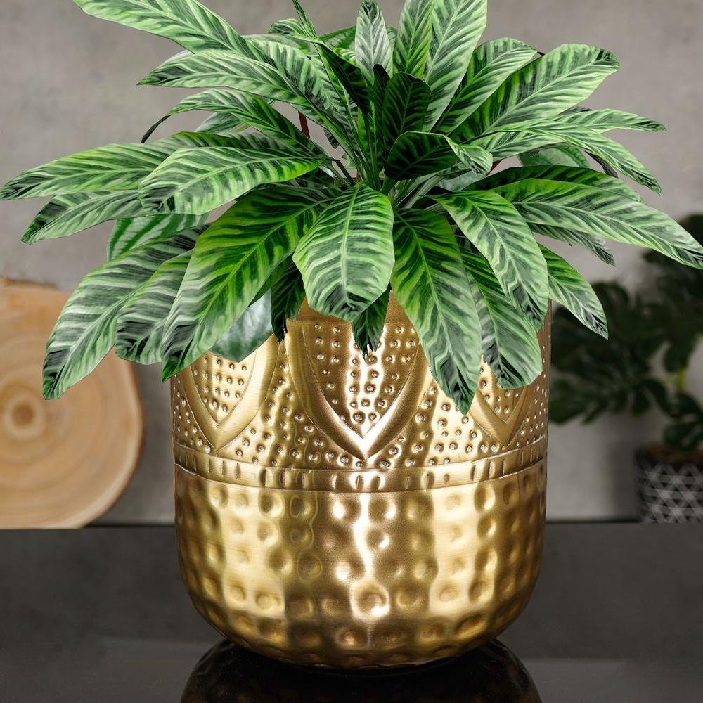 Gold metal flowerpot cover 19x18 cm