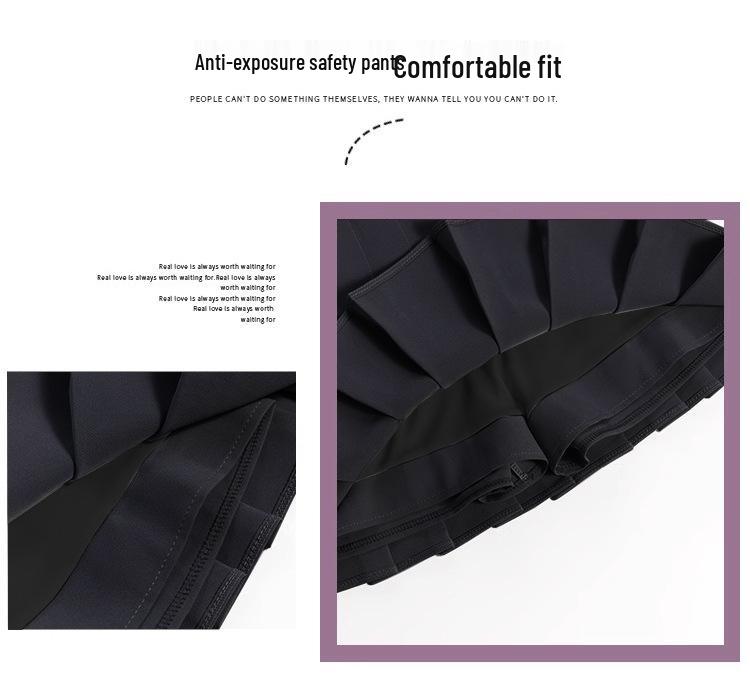 2025 High Waist Black Pleated Midi Skirt for Women - A-Line, College Style, Anti-Exposure, Slimming Fit