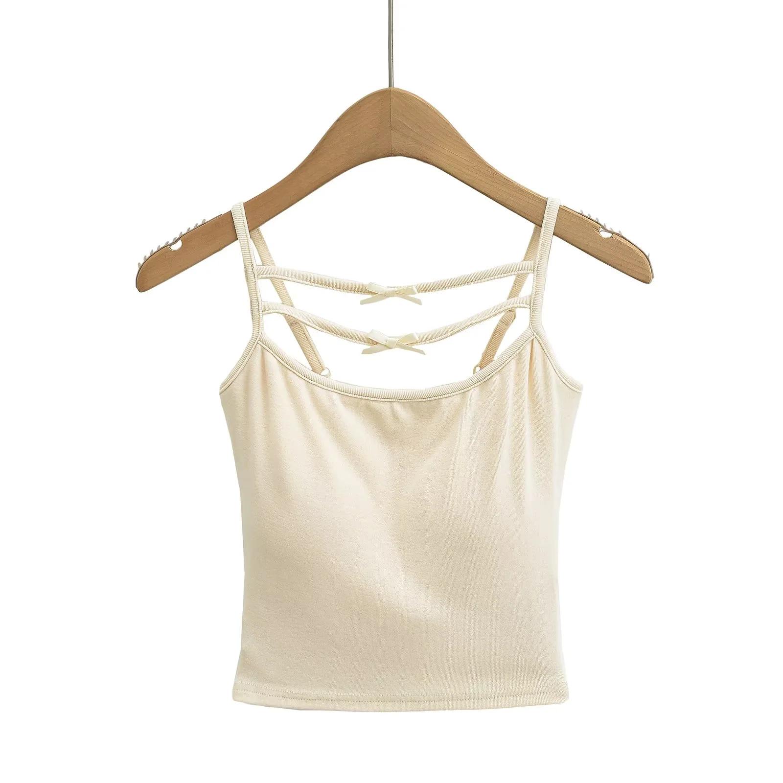 

Пикантная девушка Съемный бант Мягкий эластичный топ-майка - Женский летний топ без рукавов Small