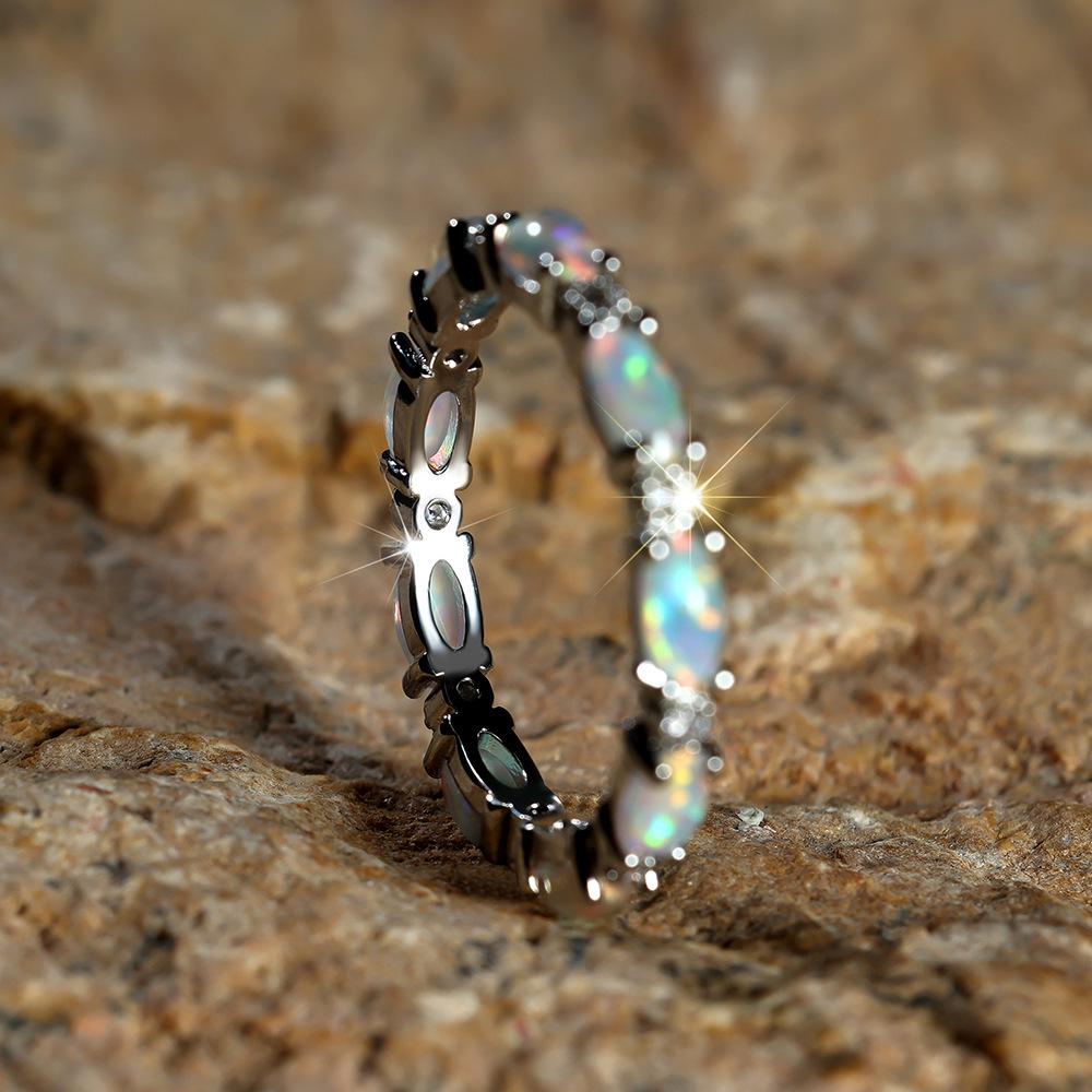 Platin Herz Voll Diamant Opal Ring