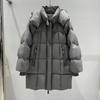Womens Mid-Length Hooded Puffer Coat With 86-90% White Duck Down Warm Thick Winter Outerwear Loose Fit Elegant Commuter Style