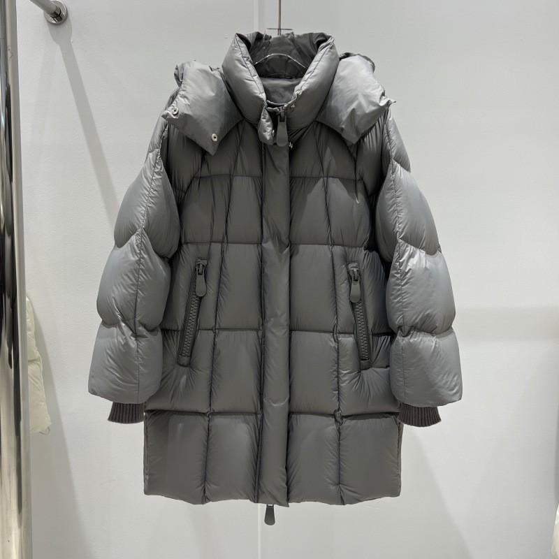Womens Mid-Length Hooded Puffer Coat With 86-90% White Duck Down Warm Thick Winter Outerwear Loose Fit Elegant Commuter Style
