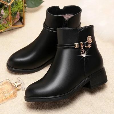 Stivali da Donna alla Moda Lussuosi con Strass Casual in Pelle Stivaletti con Cerniera Laterale per Donna Stivali Invernali Caldi in Cotone con Peluche Botas De Mujer