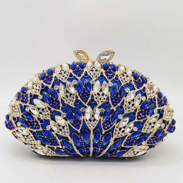 

Boutique De FGG Women Rosegold Crystal Evening Clutch Bag Wedding Formal Dinner Purses Handbags Bridal Diamond MInaudiere Bag Small Size