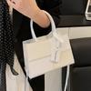 Stylish Simple Texture Small Square Bag Women's 2025 New Trend Handbag Splicing Commuter Shoulder Messenger Bag
