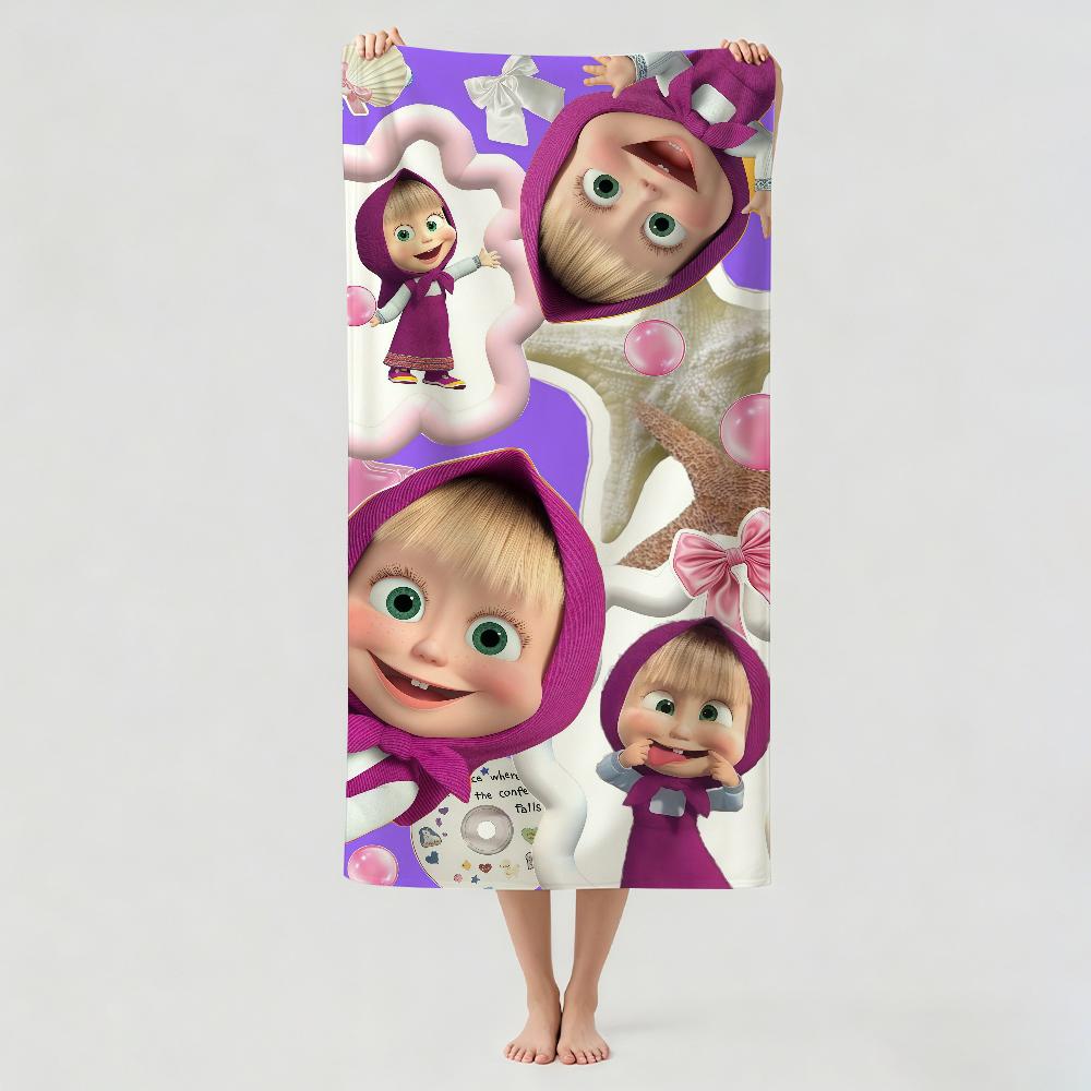 Cartoon m-Masha-and the B-Bear Towel Drying Bath Towel Applicable To Light Swimming Camping Yoga Beach Out