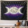 Triple Moon Phases On Starry Night Pattern Wall Hanging Tapestry Decorative Tapestry Home Decor for Bedroom and Living Room